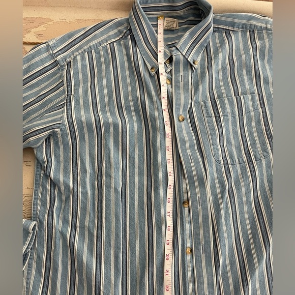 Vintage L.L. Bean Indigo Dad Work Shirt Denim Dobby Workwear Men's Large Tall - Picture 4 of 7